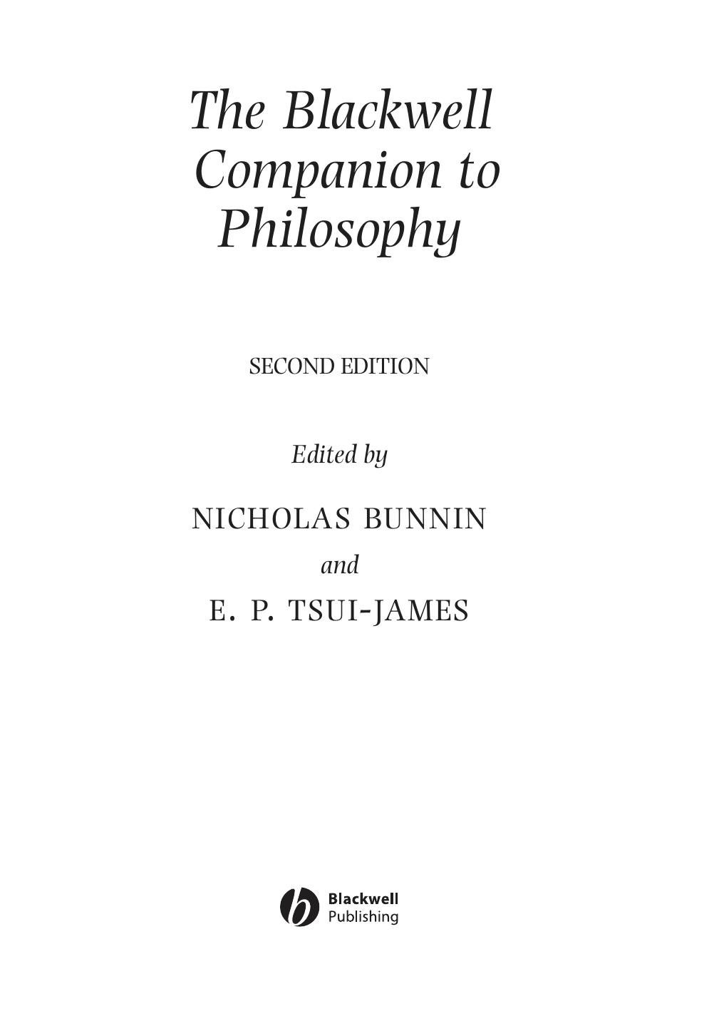 The Blackwell Companion to Philosophy