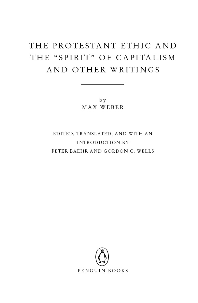 The Protestant Ethic and the "Spirit" of Capitalism